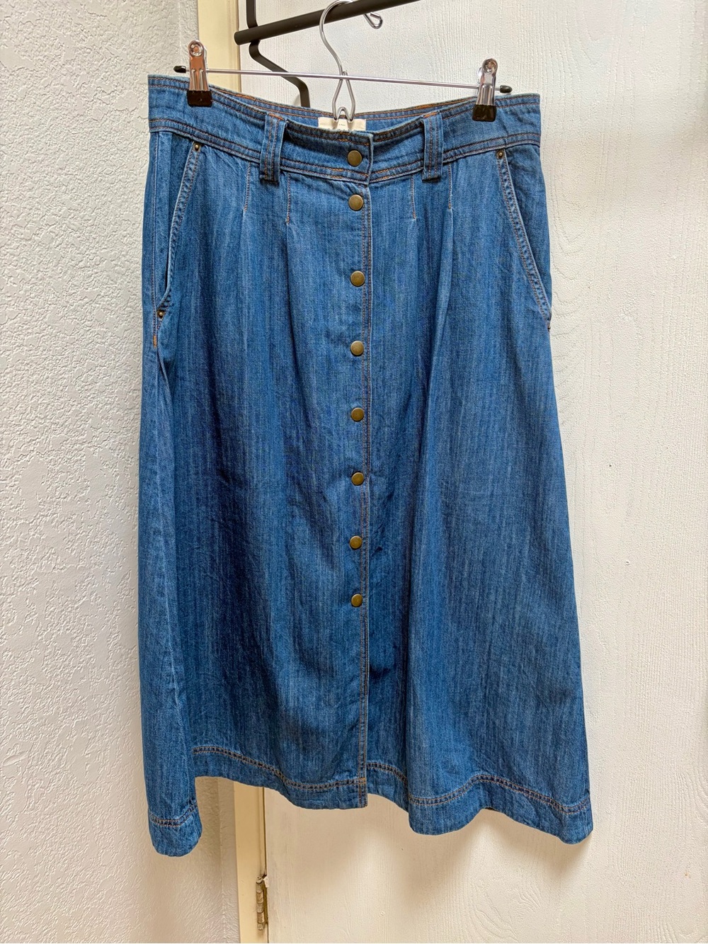Sezane Clarine Skirt in Denim Size 8 - Picture 2 of 5